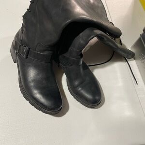 Black Leather Boots with Buckle